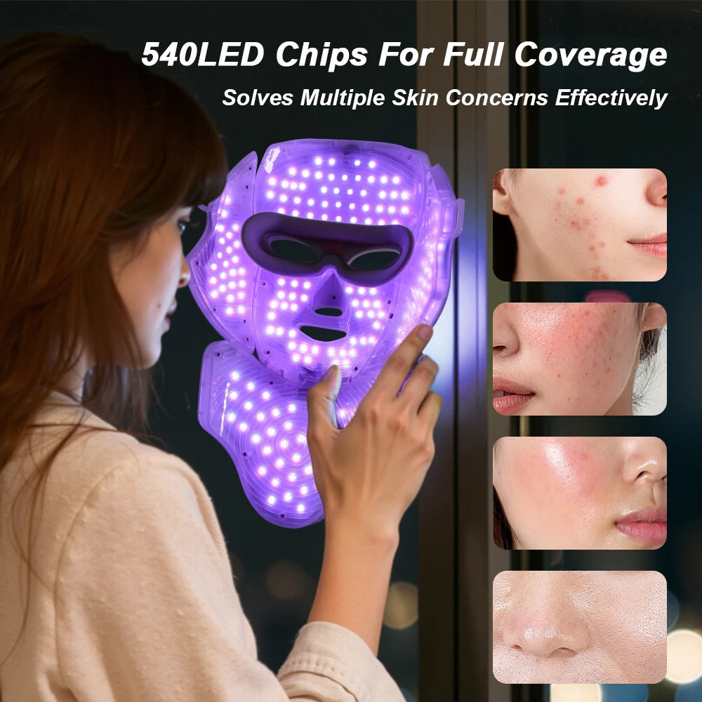 7 Colors Photon Face Neck Beauty Mask Wireless Facial LED Mask Repair Skin Wrinkle Remover Skin Rejuvenation Tighten Skin Care