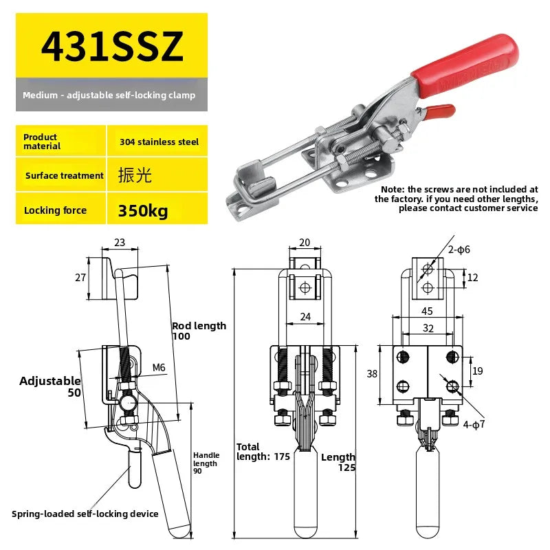 304 Stainless Steel Clamping Fixture Adjustable Locking Clip Hook Clasp Box Clamp Gripping Tool Quick Pressurizer Door Bolt