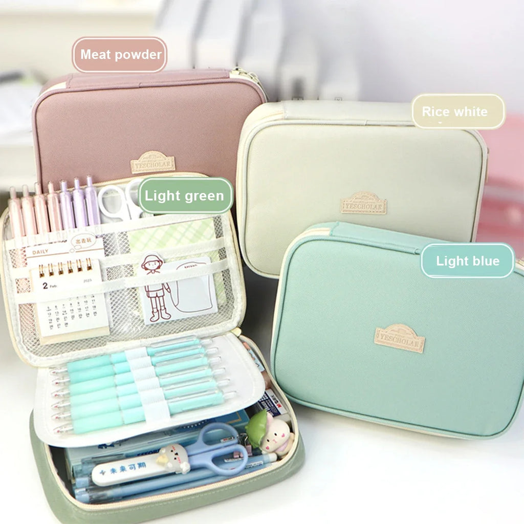 Simple style pencil case, large capacity pencil bag, small piece storage bag, student stationery organizer back-to-school season