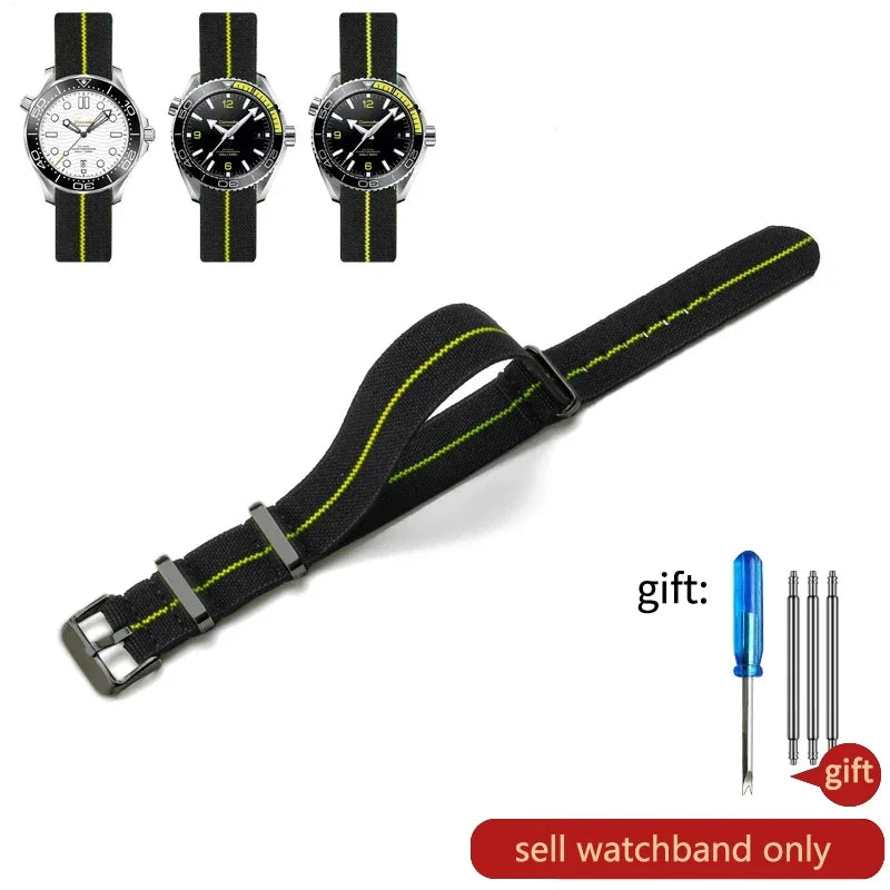60's French Army Watch Strap for Nylon Watchband for Rolex Seiko Tudor Rolex Black Green Water Ghost Omega Woven Watch Band
