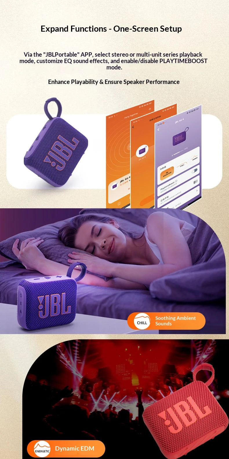 JBL GO4 IP67 Waterproof Bluetooth Speaker Portable Wireless Loudspeaker Compact Build Outdoor Hiking Stereo Audio