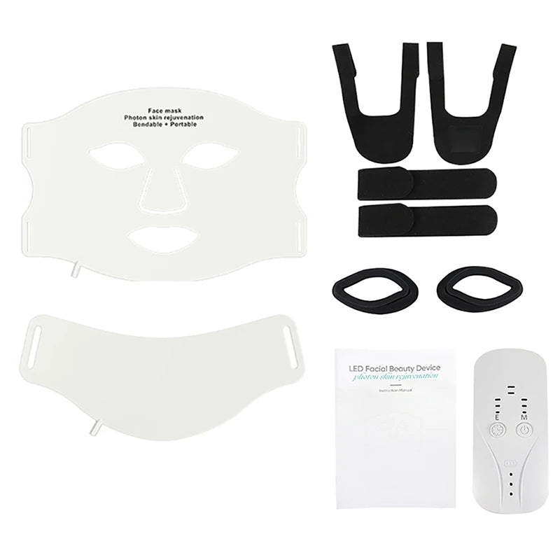 7 Colors LED Photon Face Mask Neck Set Good Grade Silicone Facial Mask Anti Acne Brighten Skin Repair Oil Control