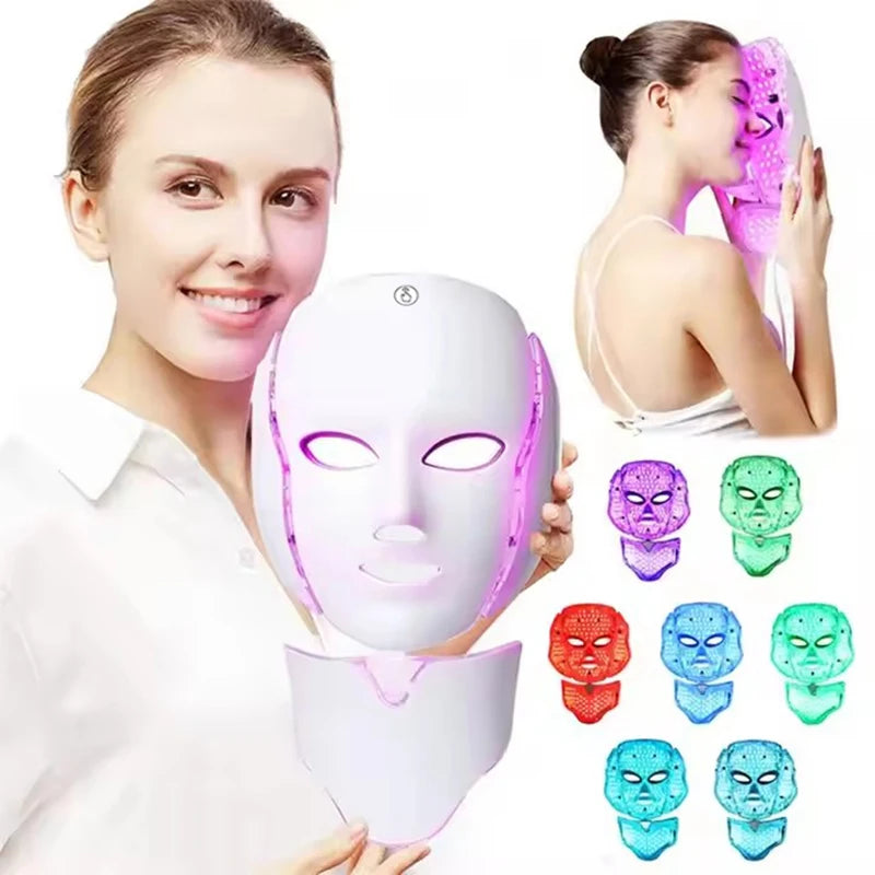 7 Colors LED Face Neck Mask Rechargeable LED Photon Beauty Mask Machine Facial Lifting Skin Care Tool
