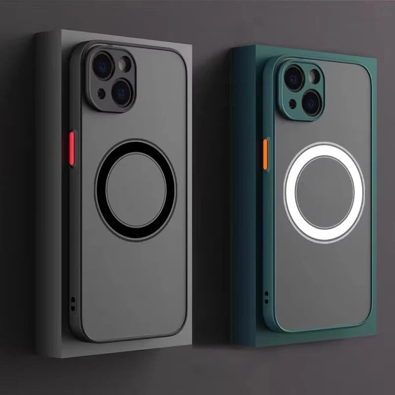 Luxury Armor Matte For Magsafe Magnetic Wireless Charging Case For iPhone 18 17 16 15 14 13 12 11Pro Max Mini Plus