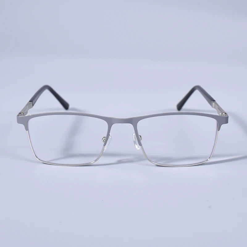 Anti Blue Light Men Reading Glasses Metal Full Frame Business Eyeglasses For Men Square Double Color Reading Eyewear +100+150