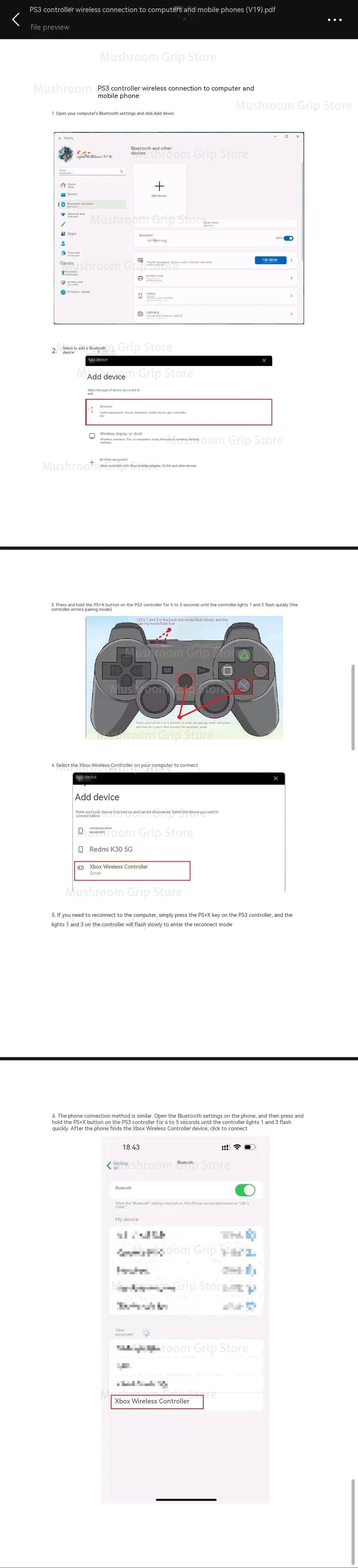 Manette Bluetooth compatible PS3 et PC