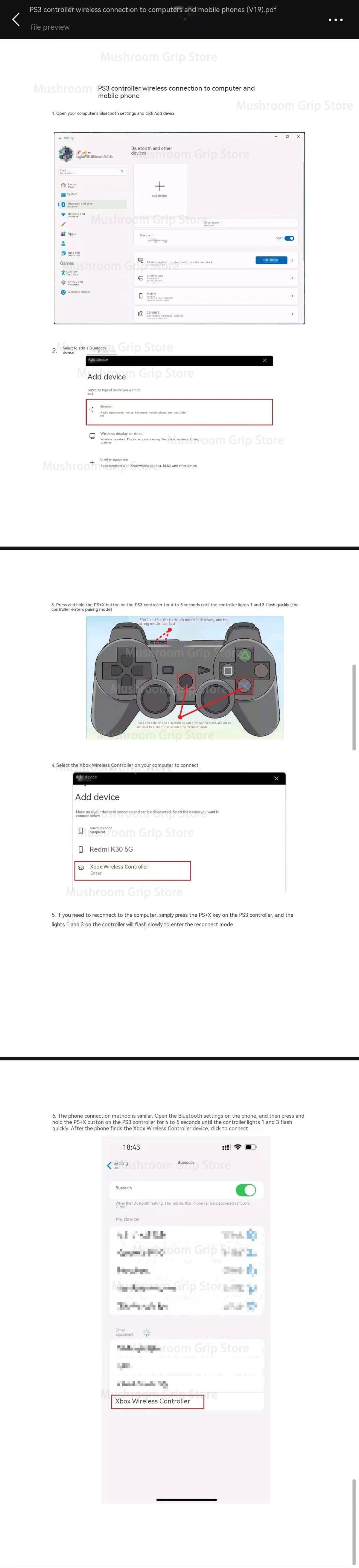 Manette Bluetooth compatible PS3 et PC