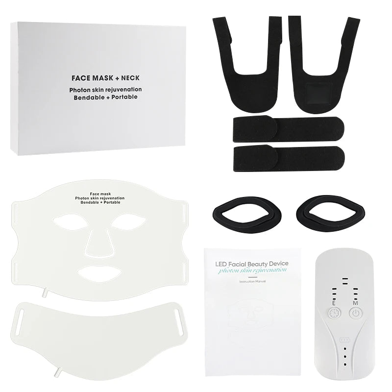 7 Colors LED Photon Face Mask Neck Set Good Grade Silicone Facial Mask Anti Acne Brighten Skin Repair Oil Control