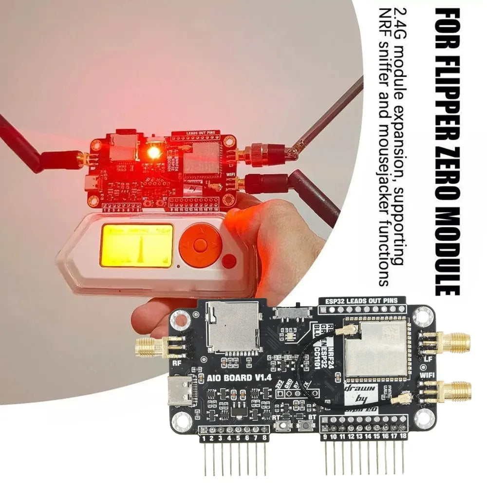 3-in-1 Multi-Function Expansion Board for Flipper Zero-NRF24+ESP32+CC1101 Module with Antennas, Pre-Flashed Marauder Firmware