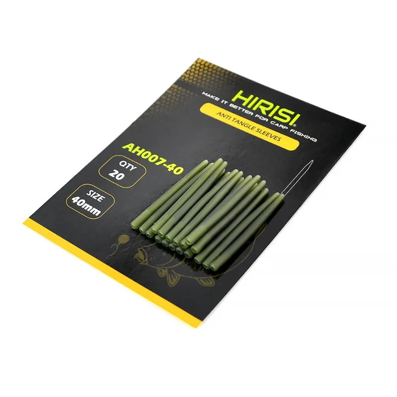 HIRISI 20pcs Carp Fishing Anti Tangle Sleeves, Anti Tangle Rig Tubing,Carp Fishing Soft Rubber Spike Tube fishing accessories