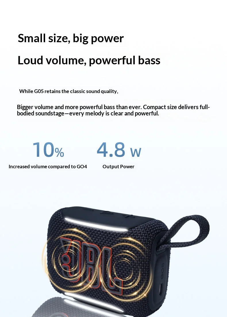 JBL GO5 Portable Wireless Bluetooth Speaker IP67 Waterproof Mini Pocket Speaker Outdoor Beach Hiking Travel Audio