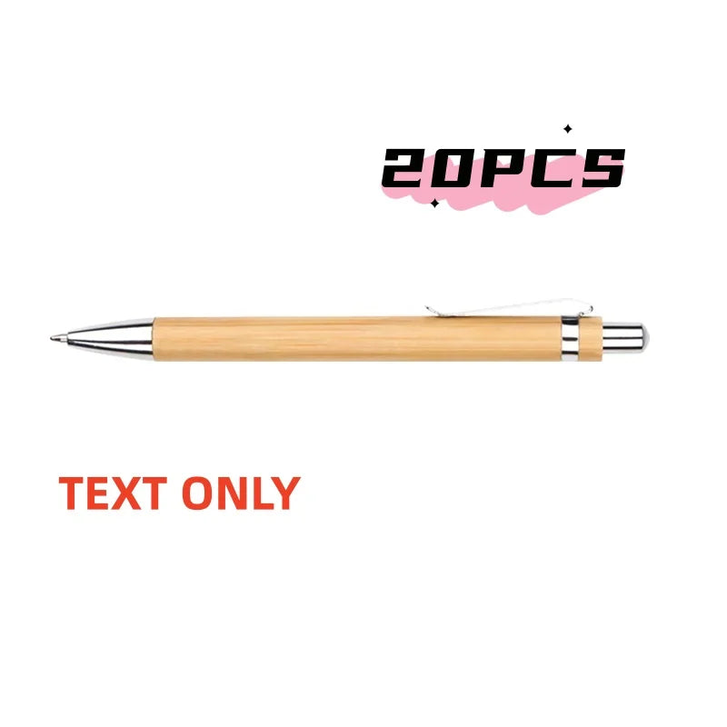 20/60/80PCS Customizable Ballpoint Pens Solid Bamboo Retractable Office School Writing Stationery Gift Pen For Promotional Gifts