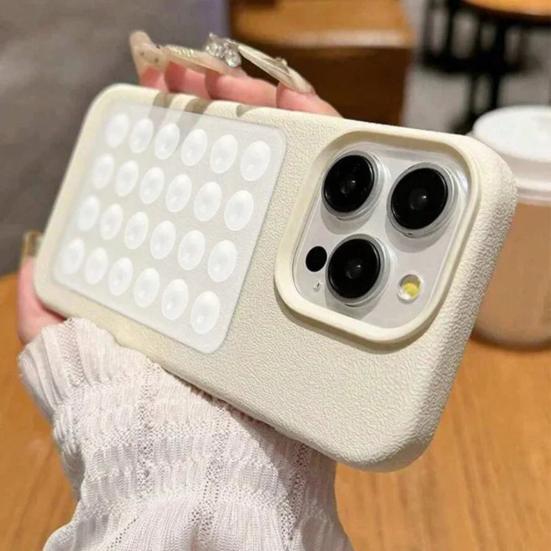 Phone Case For iPhone 17 16 15 Pro Plus 14 13 12 11 Pro Max Shockproof Funda Luxury Fashion 3D Suction Cup Stand Litchi Pattern
