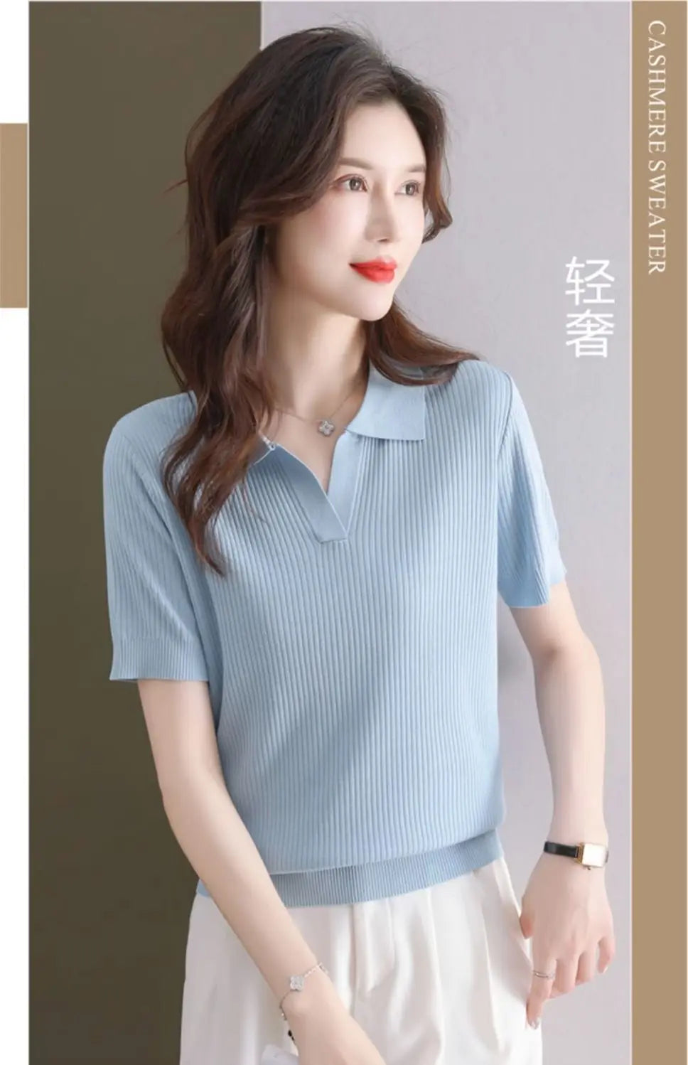 Knitted Short-sleeved T-shirt New Summer Design Sense Niche Tops Fashion Slimming Loose Ice Silk Body Shirt