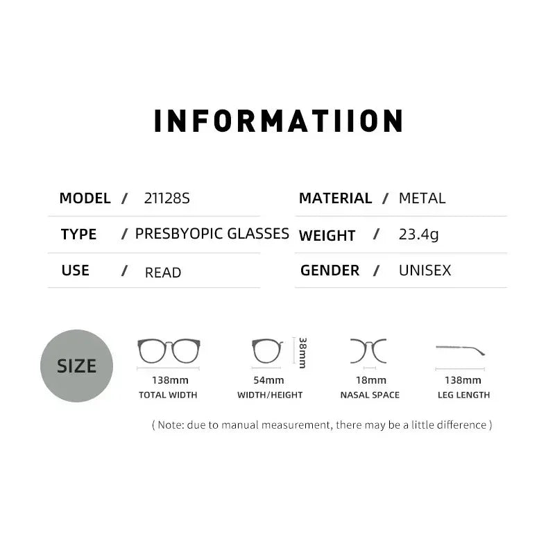 Retro Metal Full Frame Oversize Reading Glasses Men Anti Blue Light Square Presbyopia Eyeglasses +0.75 1.75 2.25 2.75