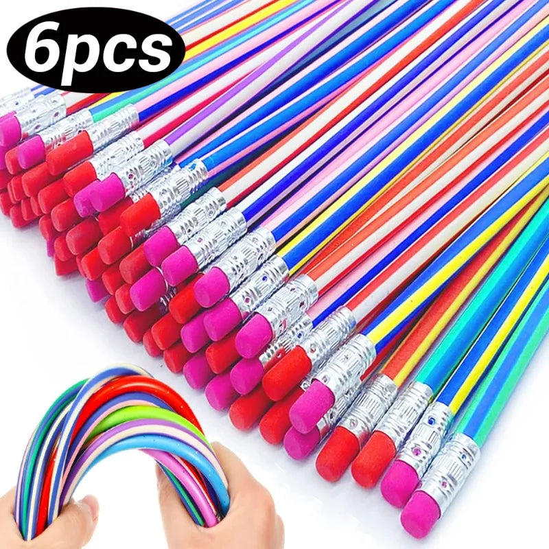 Colorful Magic Bendy Flexible Cute Soft Pencil with Eraser Stationery Kids Student Colored School Office Supply Creative Novelty
