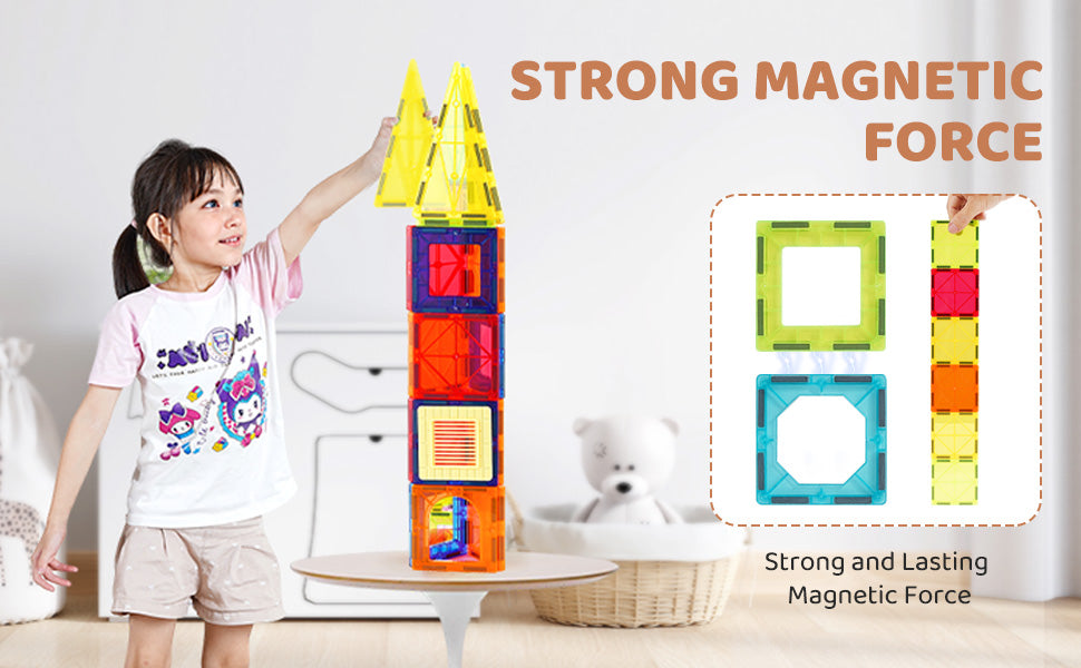SucceBuy 55pcs Magnetic Building Blocks Construction Set Magnet Tiles Children Montessori Educational Game Toys for Kids Gifts